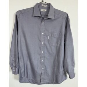 VTG Faconnable Men's Long Sleeve Button Up Pocket Shirt Blue Brown Check Size XL